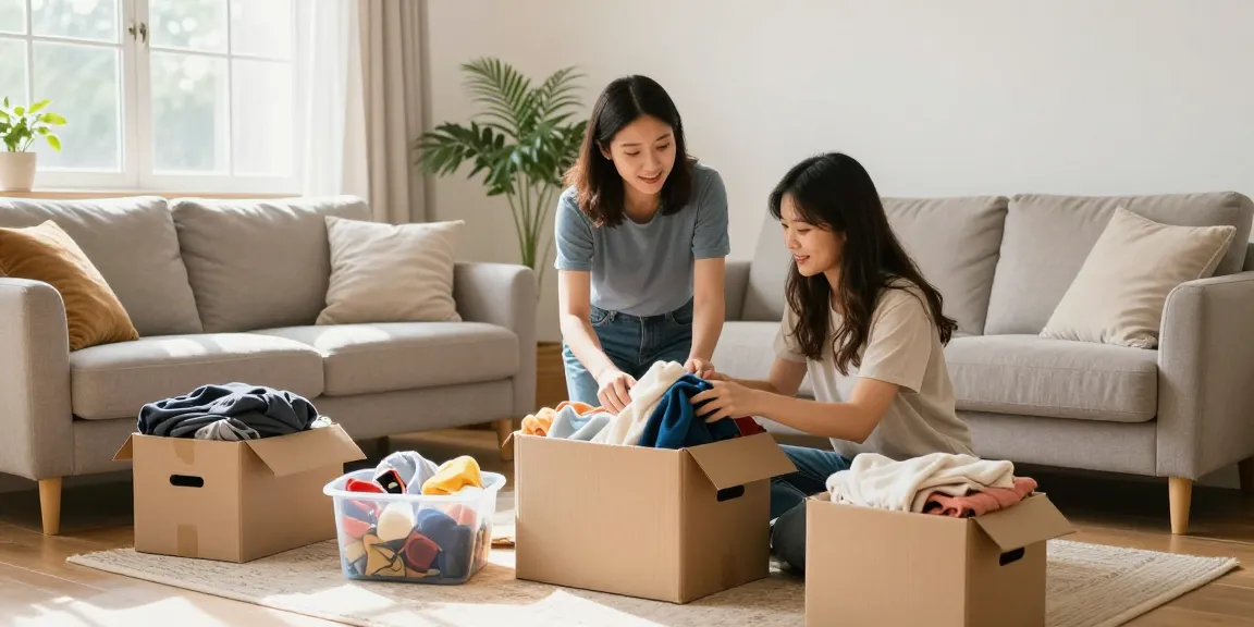 Professional declutterer Ottawa helping client organize a bright living space.